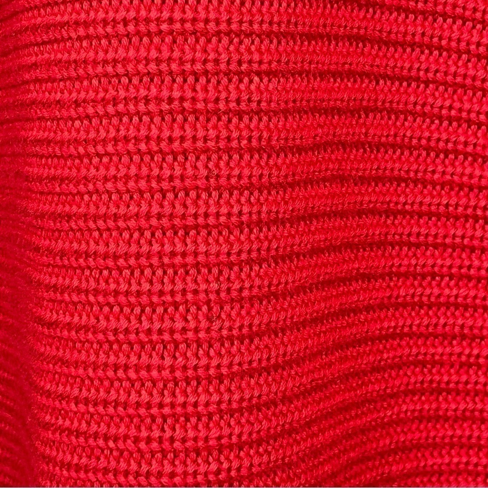 Cabi 3714 red Standout Pullover vneck  ribbed w/cable knit detail sweater, small - Picture 9 of 10